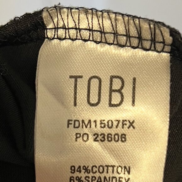 Tobi 94% Cotton Blend True Black midi dress, long side cutout layering dress XS - Picture 3 of 4